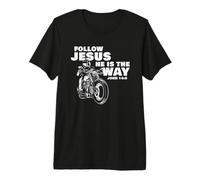 Follow Jesus He is The Way Christian Motorcycle Gospel Biker Maglietta Premium