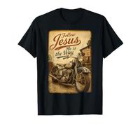 Follow Jesus He is The Way Christian Motorcycle Vintage Maglietta