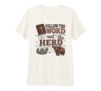 Follow The Word Not The Herd Christian Bible Verse Scripture Maglietta Premium