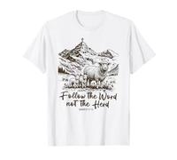 Follow The Word Not The Herd Christian Bible Verse Sheep Maglietta