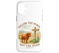 Follow The Word Not The Herd Isaiah 8:11-13 Western Cow Custodia per iPhone 16 Plus