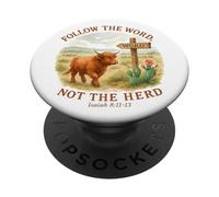 Follow The Word Not The Herd Isaiah 8:11-13 Western Cow PopSockets PopGrip Adesivo