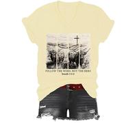 Follow The Word Not The Herd T-Shirt, Follow The Word Not The Herd Christian Western V-Shirt, Colore: giallo crema., L