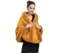 FOLOBE Poncho da Donna in Pile e Pelliccia Sintetica