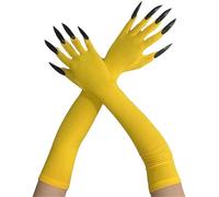 FOLODA 1pair Tessuti Elastici Guanti Unisex Guanti Halloween Guanti Strega Halloween Unghie Lunghe Per Effetto Emozionante Horror Party Supply, Giallo A, Taglia unica