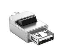 FOLODA Adattatore senza saldatura USB2.0 Custodia in metallo Terminali maschio USB 2.0 Blocca Connettore dati Terminali a vite Connettore a vite Giunto di estensione della spina della scheda