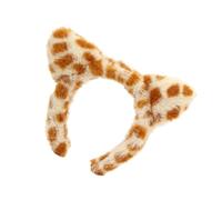 FOLODA Cerchietto per capelli con orecchie di gattino leopardo modello cerchietto per capelli peluche peloso per Halloween Cosplay trucco lavaggio viso palcoscenico gioco marrone orecchie gatti fascia