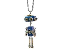 FOLODA Collana a blocchi di legno con robot alla moda catena clavicola lunghezza regolabile girocolli unisex punk collana adorazione collana fatta a mano, Misura unica, come descritto, come descritto