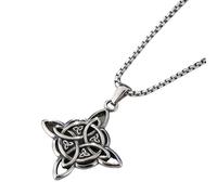 FOLODA Collana con ciondolo a forma di crocifisso in stile retrò, con nodo cinese, colore oro, argento e nero, opzionale per uomo, regalo di compleanno, gioiello religioso unico, as shown, Metallo