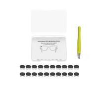 FOLODA Coperture ovali per occhiali supportati, 20 pezzi, 5 x 2 mm | Set adesivo per vari modelli, include pinzette e scatola portaoggetti, piccolo ovale indossabile occhiali leggero