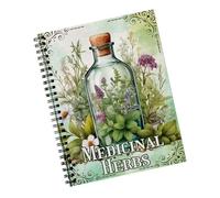 FOLODA Diario di studio delle piante medicinali Notebook di carta per lo studio di erbe medicinali Quaderno di scrittura per erboristeria 21x14cm taccuino a base di erbe
