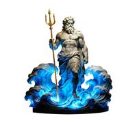 FOLODA Lampada Scultura con Alimentazione USB e Mitologia Poseidone, Blu D | Lampada statua alimentata tramite USB, costruzione in resina e onde scolpite, luce decorativa per spazi da tavolo interni