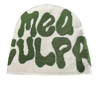 FOLODA MEA Culpa Beanies Dupes Skull Cap Y2K Skullies Lettera Stampa Cappello lavorato a maglia Slouchy Lettera Stampa Berretti, Beige, Taglia unica