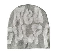 FOLODA MEA Culpa Beanies Dupes Skull Cap Y2K Skullies Lettera Stampa Cappello lavorato a maglia Slouchy Lettera Stampa Berretti, Grigio chiaro, Taglia unica