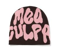 FOLODA MEA Culpa Beanies Dupes Skull Cap Y2K Skullies Lettera Stampa Cappello lavorato a maglia Slouchy Lettera Stampa Berretti, caffè in polvere, Taglia unica