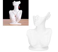 FOLOSAFENAR Espositore per Gioielli con Collana , Espositore per Busto in Resina , Espositore per Orecchini a Mezza Faccia con Pendente , Espositore per Gioielli Manichino Bianco