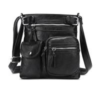 FOLOVEYA Borsa a Tracolla da Donna Borsa a Tracolla con Nappa alla Moda Borsa a Tracolla Morbida Multitasche Lavoro Vacanza Incontri Viaggio Pelle PU Nero