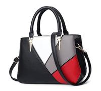 FOLOVEYA Borsa Donna Borsa a Mano Abbinata a Colori Alla Moda Borsa a Tracolla Firmate Borsetta Borse a Spalla PU Pelle per Shopping Partito Lavoro Incontri Borsa Tote Nero