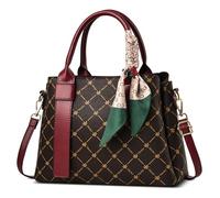 FOLOVEYA Donna Borsa a Mano Delicata Stampa Borse Tote con Nastro Multitasche Borse a Spalla per Shopping Viaggio Lavoro Incontri Pelle PU Rosso