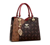 FOLOVEYA Donna Borsa a Mano Elegante Borsa a Tracolla con Squisito Ciondolo Stampa Borse a Spalla Tasche Multiple Borsetta per Shopping Lavoro Viaggio Pelle PU Rosso A