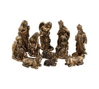 Folpus 11 Pezzi di Statuette della Natività di Natale, Statuette della Sacra Famiglia, Decorazioni per la casa, sculture per Feste, Piccolo Set di Natività, Bronzo