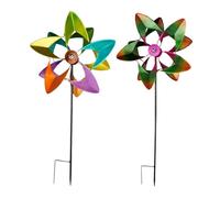 Folpus 2 Pezzi Mulino a con palo, Girandole a 360 Gradi, Impermeabili, Scultura a per Cortile e Balcone