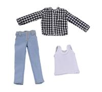 Folpus Abbigliamento da Uomo in 1/12, Accessori di Moda, Costumi, Abiti Casual da Uomo per Figure di Soldati in 1/12, Corpo di Bambola BJD, Griglia Bianca Nera