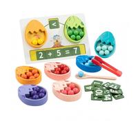 Folpus Aiuto Aritmetico Bambini Gioco Educativo Contare Abbinamento Numeri Uova Dinosauro Tavola in Legno Perline con Cucchiaio E Pinze Pratica Presa E