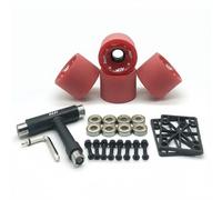 Folpus Assemblaggio Ruote Skateboard Kit Completo Ruote Cuscinetti Montaggio Longboard Surf Poliuretano Resistente Stabilità E Controllo Adatto per Cruising Carving Pendolarismo, Rosso