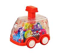 Folpus Autobus Giocattolo Trasparente con Ingranaggi Rotanti, Macchinina Cavalcabile, Giocattolo per Lo Sviluppo delle capacità Motorie, Giocattolo Educativo, Rosso