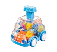 Folpus Autobus Giocattolo Trasparente con Ingranaggi Rotanti, Macchinina Cavalcabile, Giocattolo per Lo Sviluppo delle capacità Motorie, Giocattolo Educativo, Blu