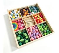 Folpus Blocchi da Costruzione per Bambini Set Mattoncini in Legno con Vassoio Gioco Educativo Coordinazione Manuale Stabilità Equilibrio Strutture Fantasia, Design Moderno E Contemporaneo