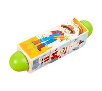 Folpus Blocchi Rotanti, Giocattolo Educativo E Didattico, Compatto, per Lo Sviluppo della Motricità Fine, Puzzle in Legno a Tema Stagionale per Bambini