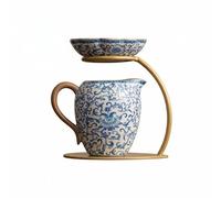 Folpus Brocca in Ceramica Teiera Strainer Supporto Infusione Efficiente Aroma Intenso Materiale Ceramica Adatta per Tavolo da Tè, Beige, Tazza Lotus Twin