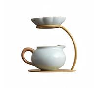Folpus Brocca in Ceramica Teiera Strainer Supporto Infusione Efficiente Aroma Intenso Materiale Ceramica Adatta per Tavolo da Tè, Azzurro Cielo, Tazza Rotonda
