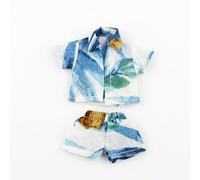 Folpus Camicia Stampata per Bambola con Pantaloncini Abbinati Accessorio Doll Abbigliamento Colorato Tessuto Fine Funzione Versatilità Adatto a Scene Fotografiche E Collezione , Set Palma Da Cocco
