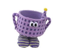 Folpus Cestino portaoggetti in Corda di Cotone Portaoggetti Intrecciato Cestino portaoggetti Decorativo per Articoli Vari da scrivania per tavolino da Camera, Viola