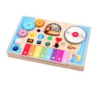 Folpus Children Learning Board Tavola Sensoriale Pannello Attività Gioco Educativo Piano Musicale in Legno con Orsetto Scorrevole Interbloccati per Coordinazione Adatta a Cameretta Asilo Viaggio
