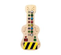 Folpus Chitarra giocattolo musicale in legno Tavola occupata con interruttore colorato e pulsanti Regali di compleanno Educazione Montessori per età 3+