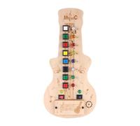 Folpus Chitarra in legno Musical Busy Board Giocattolo sensoriale Abilità motorie di base Giocattolo di apprendimento precoce Interruttore LED Chitarra Busy