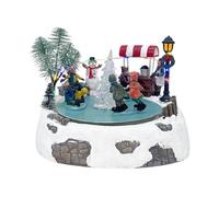 Folpus con pattini, musicale, villaggio invernale innevato, collezione stagionale, statuina con carillon per bambini che
