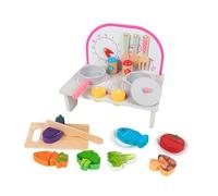 Folpus Cucina per Bambini in Legno, Modello Fai da Te, Cucina Giocattolo, Regalo, Artigianato, fornello da per Asilo Nido, Pink Set B