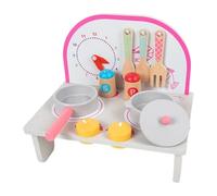 Folpus Cucina per Bambini in Legno, Modello Fai da Te, Cucina Giocattolo, Regalo, Artigianato, fornello da per Asilo Nido, Pink Set a