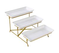 Folpus Cupcake Display Stand Vassoio Portafrutta Alzata Portadolci Dessert Tre Livelli Materiale Robusto Lavabile Reimpiegabile Adatto per Casa Dolci Eventi, Oro