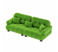Folpus Divanetto per Casa Delle Bambole Compatto Divano in Miniatura con Cuscini Realistico Seduta Imbottita in 1:25, Verde 1-25