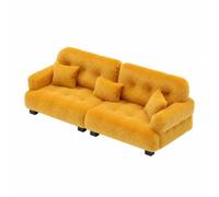 Folpus Divanetto per Casa Delle Bambole Compatto Divano in Miniatura con Cuscini Realistico Seduta Imbottita in 1:25, Giallo 1-25