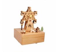 Folpus Giocatore Rotante per Bambini Carillon Scatola Musicale Soprammobile Ornamento da Tavolo in Legno di Faggio Scena Miniatura Dipinta Meccanismo Manuale, Tema Ruota Panoramica in Legno Naturale