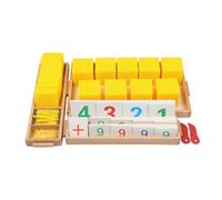 Folpus Gioco Aritmetico per Bambini Kit Didattico Montessoriano con Vassoi Legno Perline da Contare Carte Numeri E Simboli per Valore Posizionale Adatto per, Giallo, Giallo