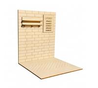 Folpus Kit Miniature Sfondo Caffè in Legno con Parete in Mattoni E Pavimento a Listoni per Diorami E Case Delle Bambole con Ripiani da Parete E Targhetta Stampata atto Collezionisti
