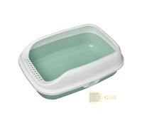 Folpus Lettiera per Gatti Toilette per Gatti Padella per Animali Domestici Cassetta di Sabbia per Gatti Antispruzzi con Toilette per Gatti sul Lato Alto per, Mezzo Verde
